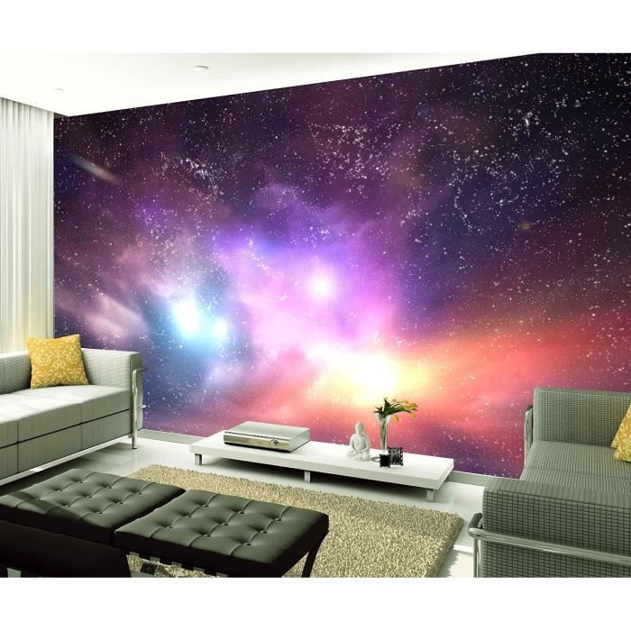 Galaxie Papier Peint Intissé Couleur Ciel Étoilé Motif 140X70Cm Papier Peint Effet 3D Papier
