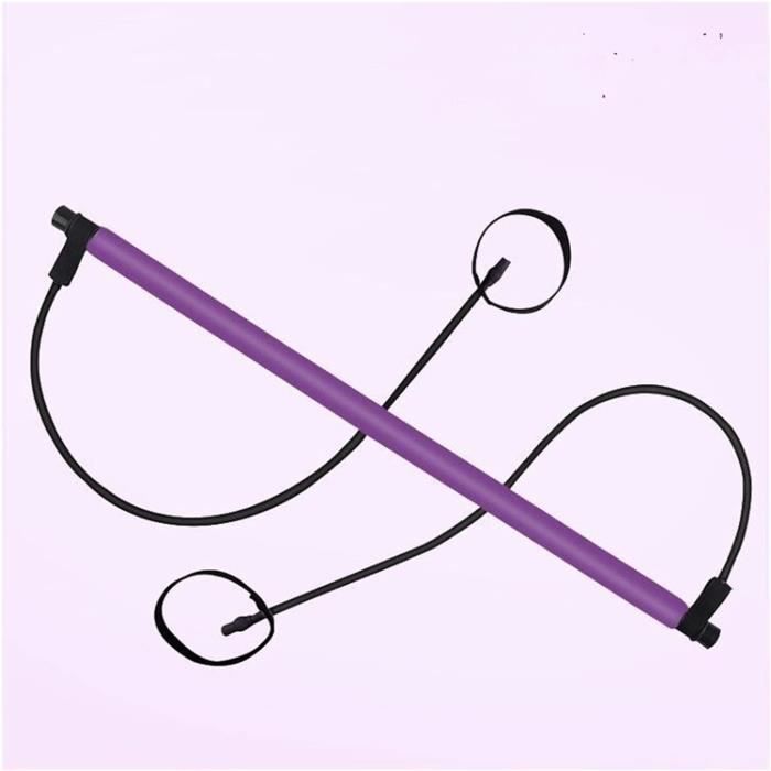 Relaxdays Barre Pilates Avec 2 Bandes élastiques Et Boucles Pieds - 91 Cm - Démontable - Rose/Noir