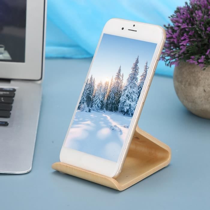 Support Pour Téléphone Portable En Bois De Noyer - Dimensions 10 X 7,5 X 6 Cm - Design Stable Triangulaire - Pour Bureau, Rangement Déco - 6