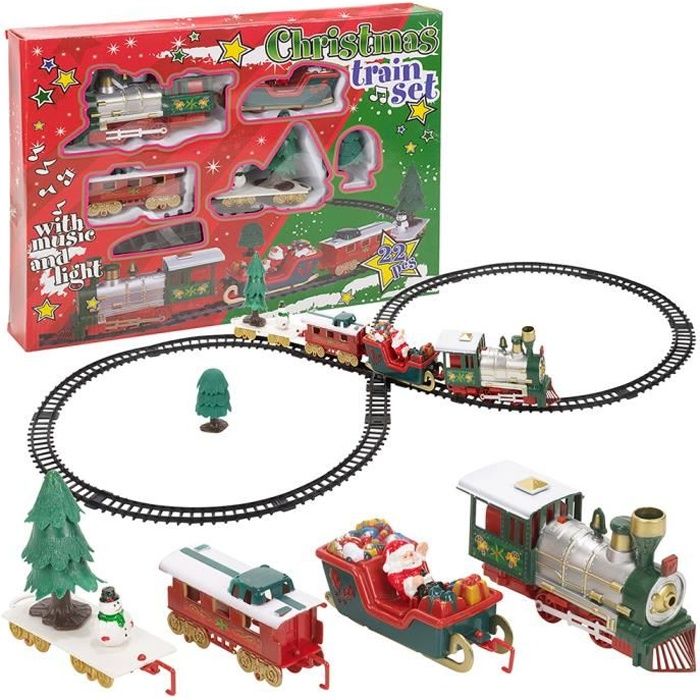 Train électrique de Noël Son et Lumière 22 pièces Décoration de