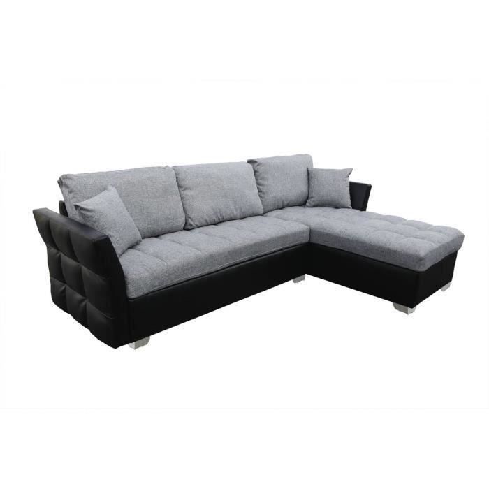 Canape D Angle Reversible Valentine 4 Places Gris Noir
