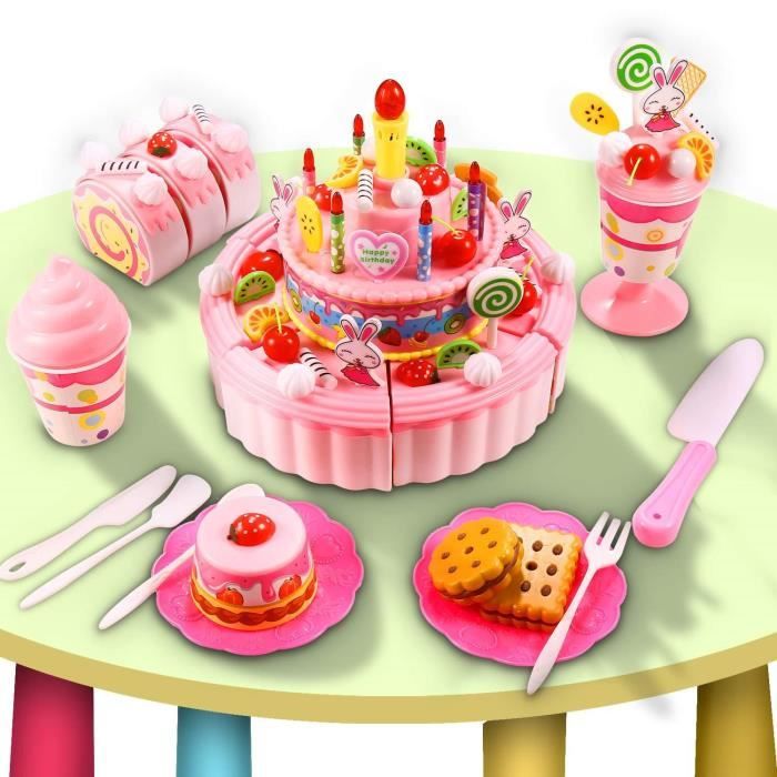 Let's Make – gâteau d'anniversaire en bois pour enfants, jeu de Simulation,  palettes en hêtre, gâteau de découpe alimentaire, jouets Montessori -  AliExpress