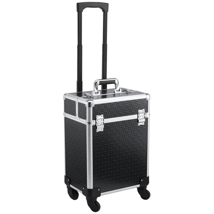 Valise Trolley Maquillage Mallette Cosmetique Vanity Poignee Telescopique Reglable 32l X 24l X 42h Cm Alu Noir 32x24x42cm Noir Cdiscount Bagagerie Maroquinerie