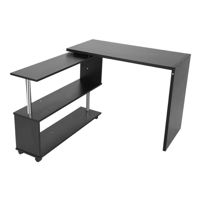 TREETALK Bureau d'ordinateur, bureau d'angle en forme de L avec 2 couches de rangement des deux côtés, table d'ordinateur portable avec grand support de moniteur, support de lampe de bureau, 2 TREETALK Bureau d'ordinateur, bureau d'angle en forme de L avec 2 couches de rangement des deux côtés, table d'ordinateur portable avec grand support de moniteur, support de lampe de bureau, 2