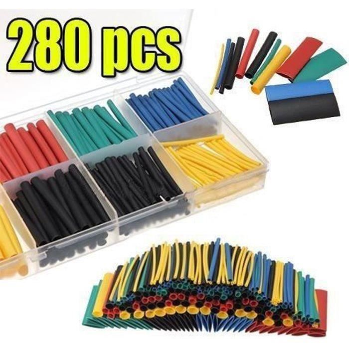 Chanzon Gaine Thermorétractable De 1,6 Mm De Rapport 3:1, 1,6 Mm - Doublure Adhésive Imperméable De Qualité Marine - Rouleau De 2,5 M De Longueur Totale - Noir - En Polyoléfine - Rapport 3 à 1