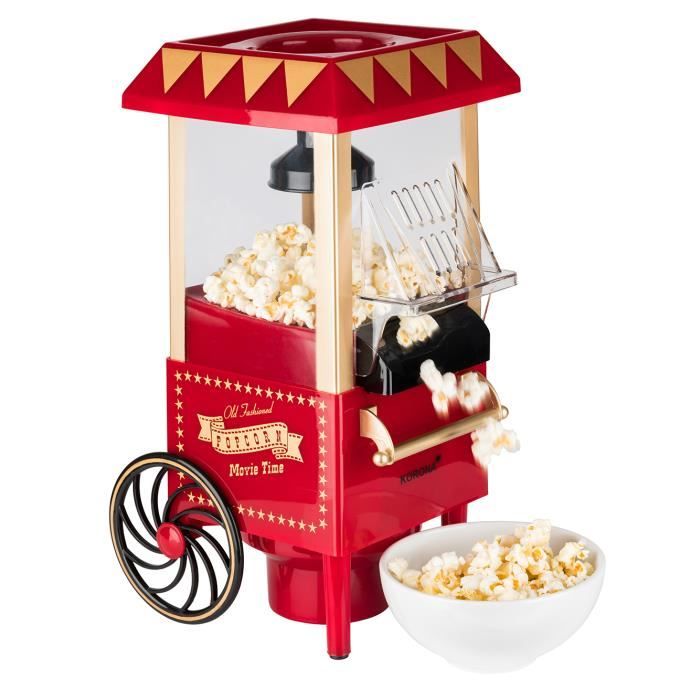Korona 41100 machine à popcorn | Design rétro | Production sans huile grâce au procédé à air chaud | Facile à nettoyer | 1200 watts