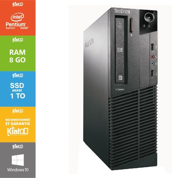 LENOVO - ThinkCentre M71 - PC de bureau - Processeur Dual Core - RAM 8 Go - Stockage SSD 1 To - Windows 10 - Reconditionné - Lenovo