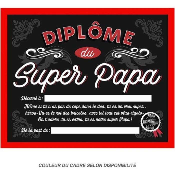Cadre Diplome Du Super Papa Noir Rouge 25x20x1 5 Cm Q9600 Cdiscount Maison