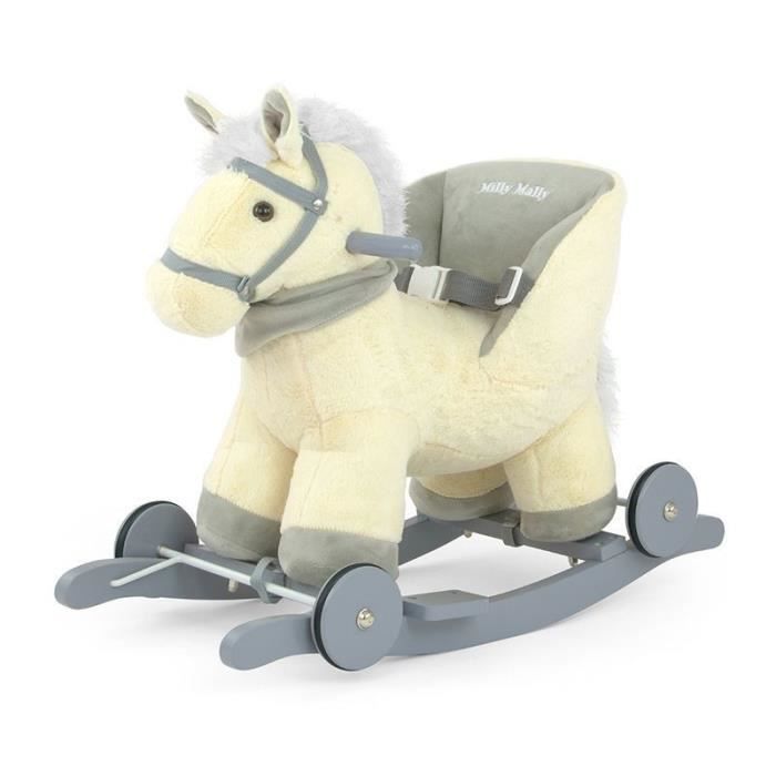 Cheval à bascule - MILLY MALLY - Polly - Beige - Bois - Tissu