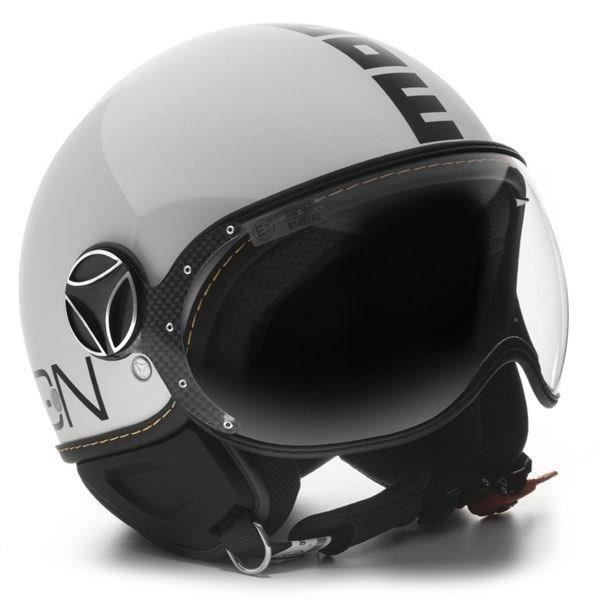 MOMO DESIGN Casque Jet FGTR Evo Blanc Brillant Logo Noir