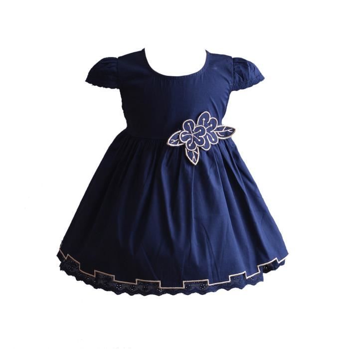Cinda robe de coton d t de b b filles 6 9 Mois bleu fonc Bleu