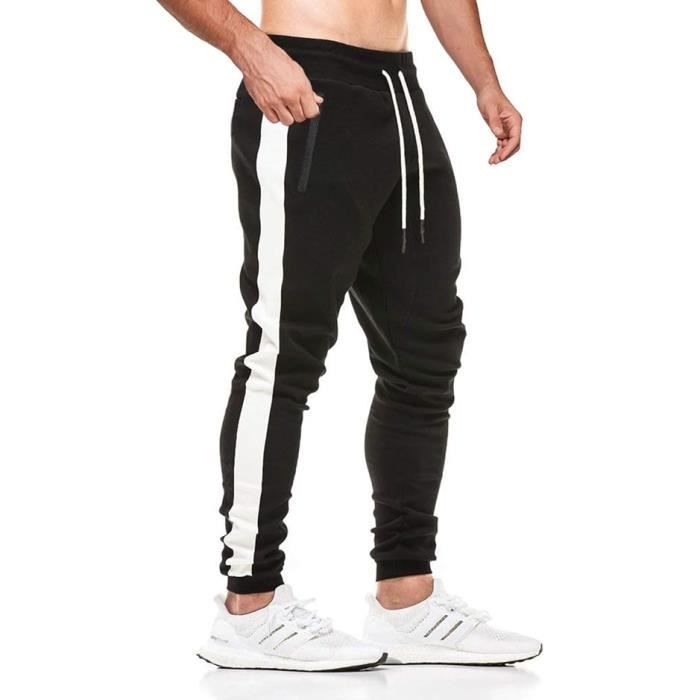 Pantalon de jogging homme en coton avec poche zipp e Noir Noir