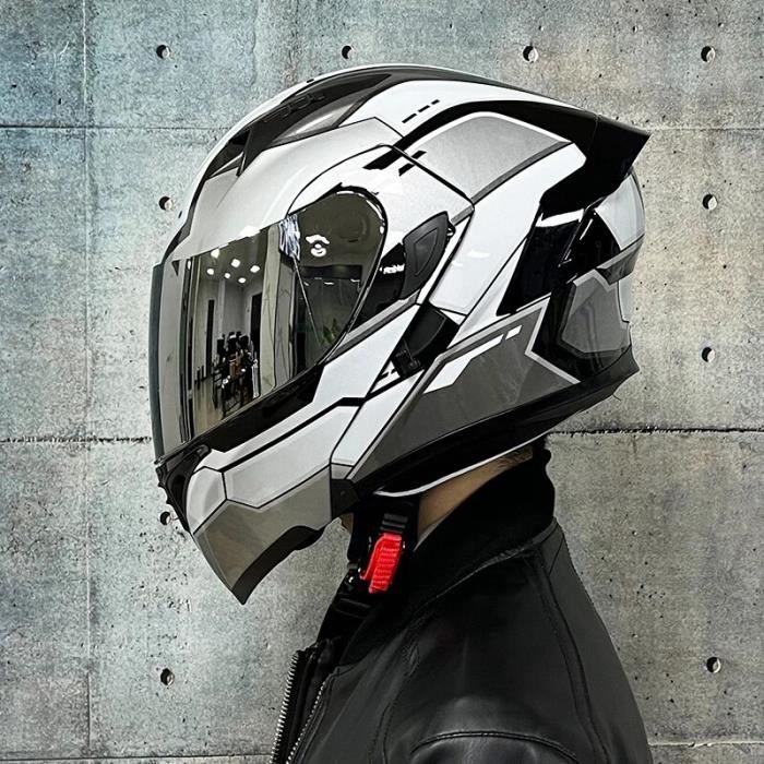 Casque Moto Intégral Crown Racing Rouge - Lentille Double, Taille M, Pour Adultes, ABS