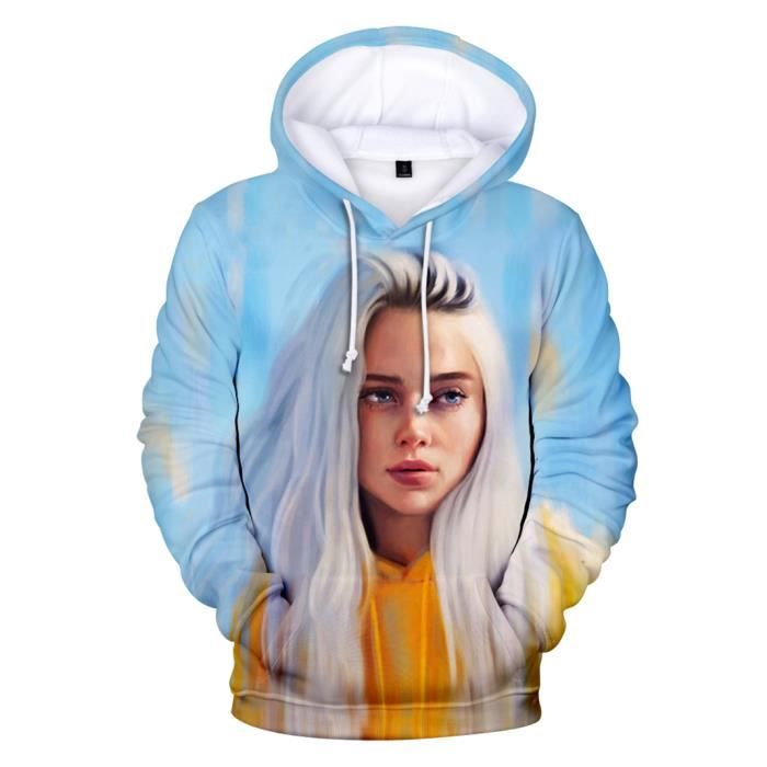 Unisexe Sweat Capuche Manches Longues 3D Billie Eilish Imprim