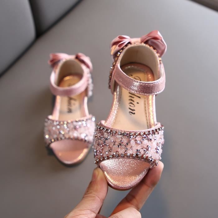 Chaussures Fille BOTCAM Sandales Princesse Pour Bébé Fille - Chaussures Tricot Mignonnes Avec Nœud Chaussures Tricot Bébé