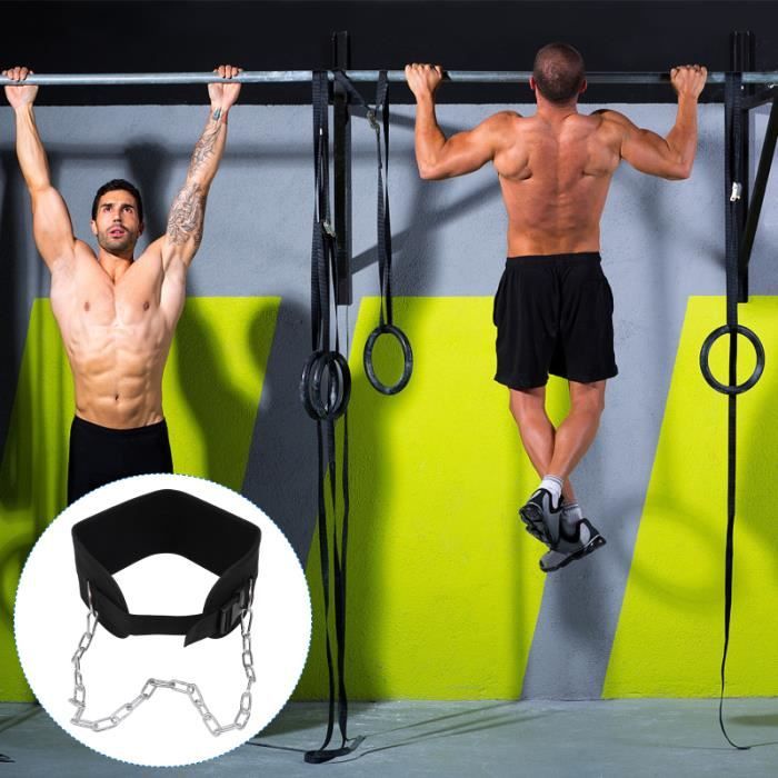 Ceinture De Traction Avec Chaîne Pour Haltérophilie – Squats, Tractions, Dips, Soutien Lombaire, Taille Unique