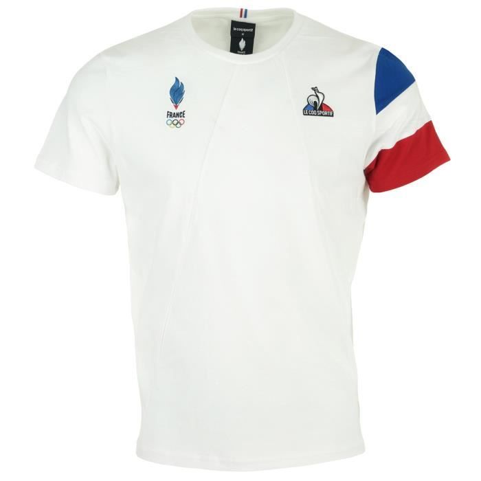 T shirt homme Le Coq Sportif France JO 22 Tee Blanc Bleu Rouge