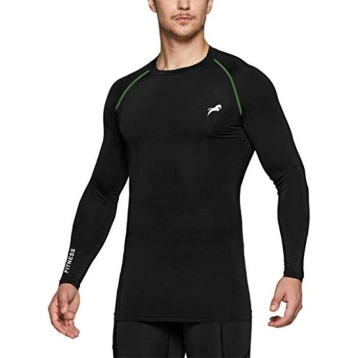 Chemise De Compression Homme Manches Longues - Couche De Base Thermique - Respirante Et évacue L'humidité - Plusieurs Couleurs - Taille Régulière