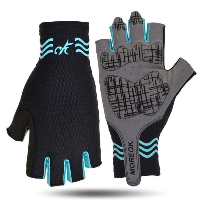 gants de cyclisme demi-doigt respirants pour hommes et femmes - bleu