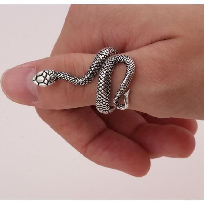 Punk Anneaux De Serpent - Lot De 4 Bagues Serpent Vintage Et Gothiques - Bijoux Anneaux Ouverts Pour Femmes Et Filles (Argent