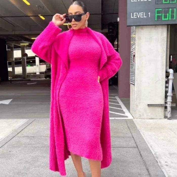 Cardigan Femme Manteau Long Cape à Capuche - Blazer Veste Chic Boutonnée