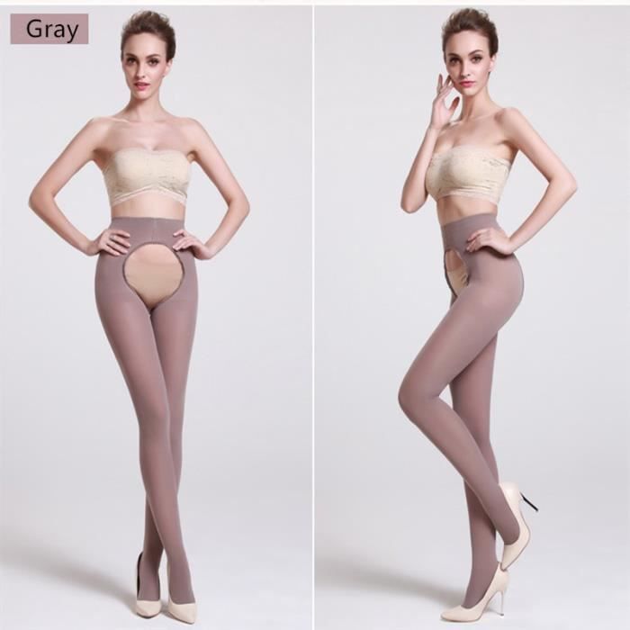 Collant collants chauds pour femmes grande taille entrejambe ouvert 120D automne hiver taille haute extensible Gray Open A Blanc Cdiscount Chaussures