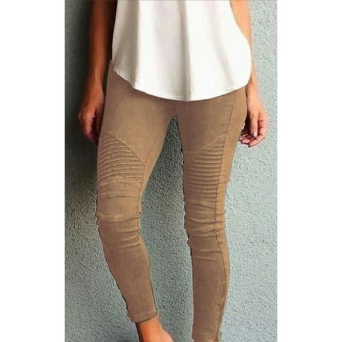 Ultra Femme Treggings Jean Skinny Taille Haute Pantalon slim decontracte et elastique legging Marron yuanmeizhen sexy Marron Cdiscount Pret a Porter