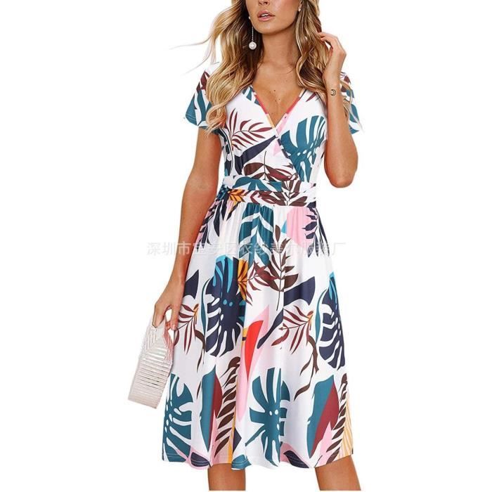Robe D'été Imprimée Gris-rouge-blanc, Longueur Genou, Taille 40, Viscose - Parfaite Pour Sortie Ou Bureau