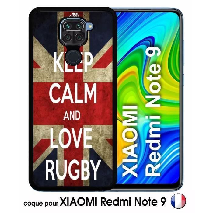 Coque pour xiaomi redmi note 9 - rugby england - silicone - noir