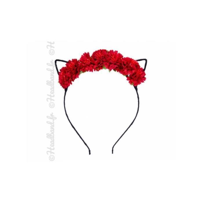 Serre Tete Oreilles Chat Fleurs Bohemes Rouge Cdiscount Au Quotidien