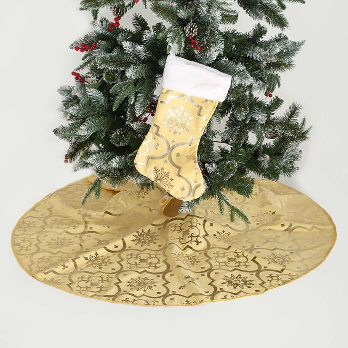 Jupe De Sapin De Noël Artoid Mode Poinsettia - Décoration Festive 122 Cm, Tissu Polyester Double Couche - 4