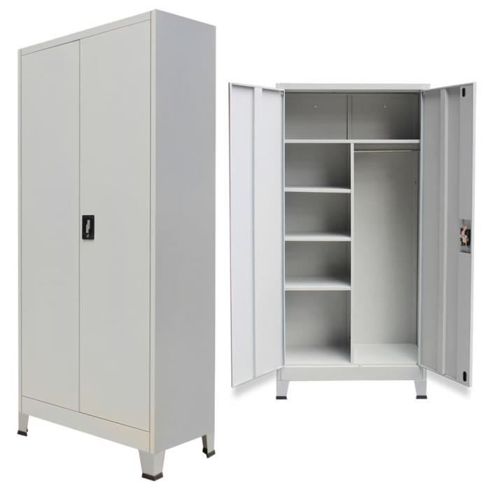Armoire Verrouillable Avec 2 Portes Acier 90 X 40 X 180 Cm Gris Armoire Chambre Armoire Penderie Armoire De Chambre Contemporain Achat Vente Armoire De Chambre Armoire Verrouillable Avec 2