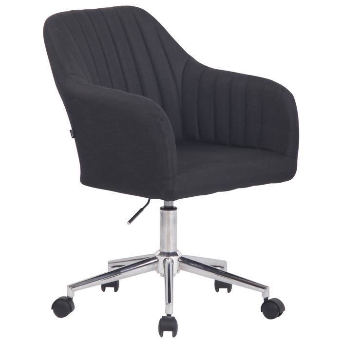 chaise de bureau coloris noir en tissu - hauteur 85 - 95 x profondeur 62 x longueur 58 cm