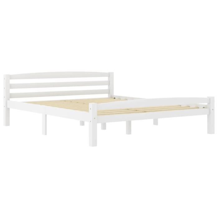 Cadre De Lit En Pin Massif – 160x200 Cm – Neuf – Brun