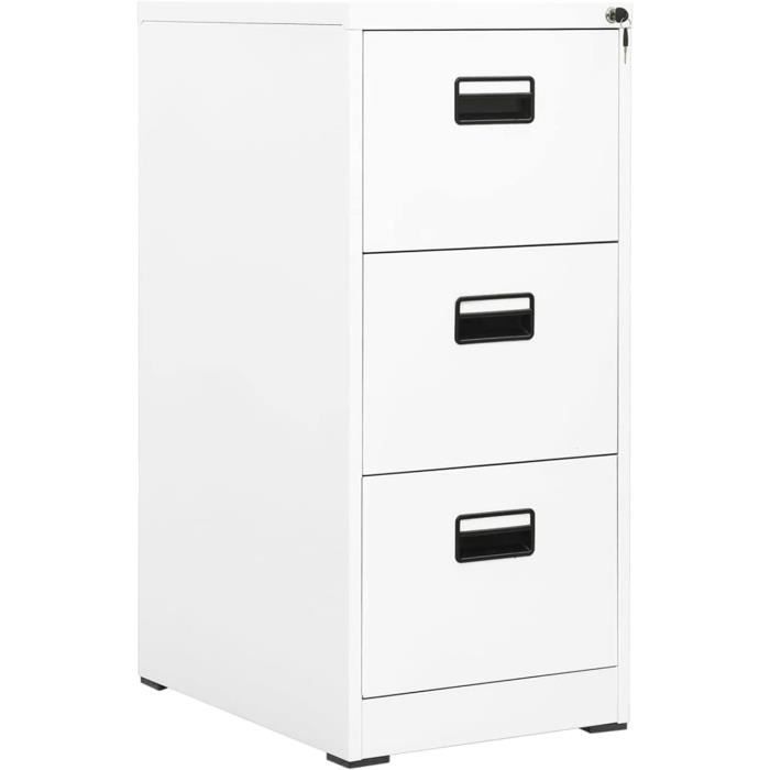armoire à dossiers classeur armoire de bureau design moderne blanc 46x62x102,5 cm acier[j2251]