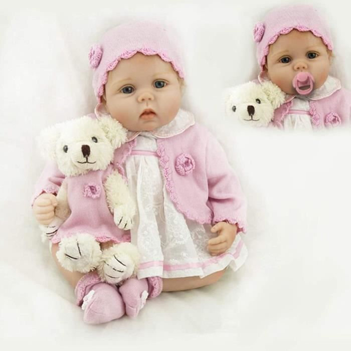 Poupée Reborn Bébé Fille Réaliste 55cm - Éveillée - Yeux Ouverts - Rousse