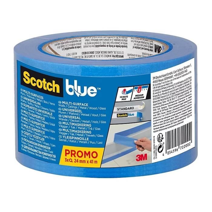 ScotchBlue Blue Masking Tape (L)41m (W)24mm 3 pcs ruban masquage