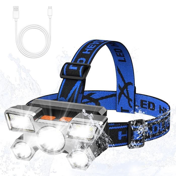 Lampe Frontale - Super Brillante - 9900 Lumens - 4 Modes - Rechargeable USB - Imperméable IPX4
