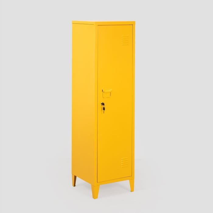 SKLUM Armoire vestiaire en métal Pohpli Jaune Curry Cdiscount Maison