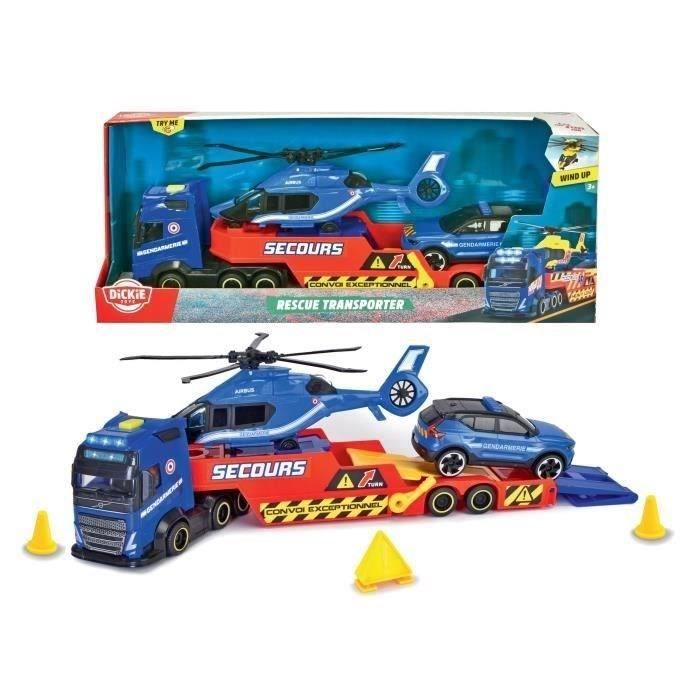 Camion Porteur 40cm + Hélicoptère + Véhicule de Gendarmerie Dickie