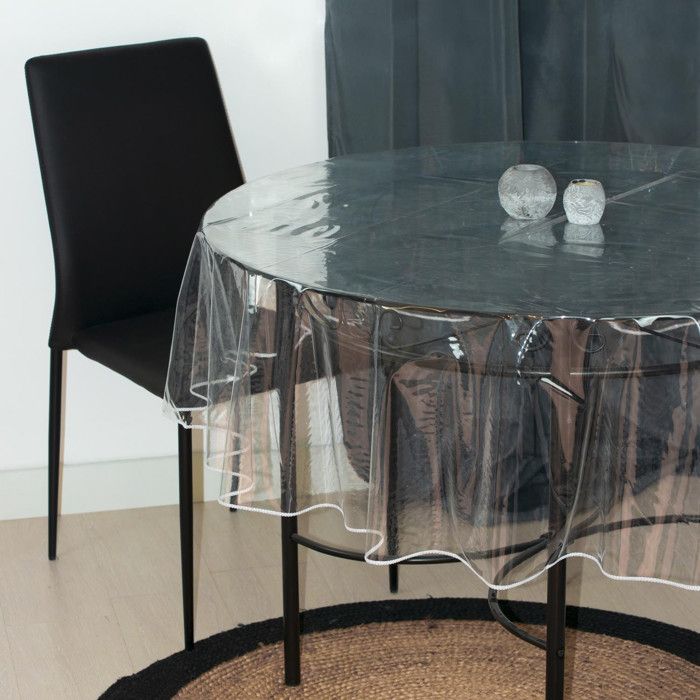 SOLEIL D'OCRE Nappe de table ronde Cristal 180 cm transparent