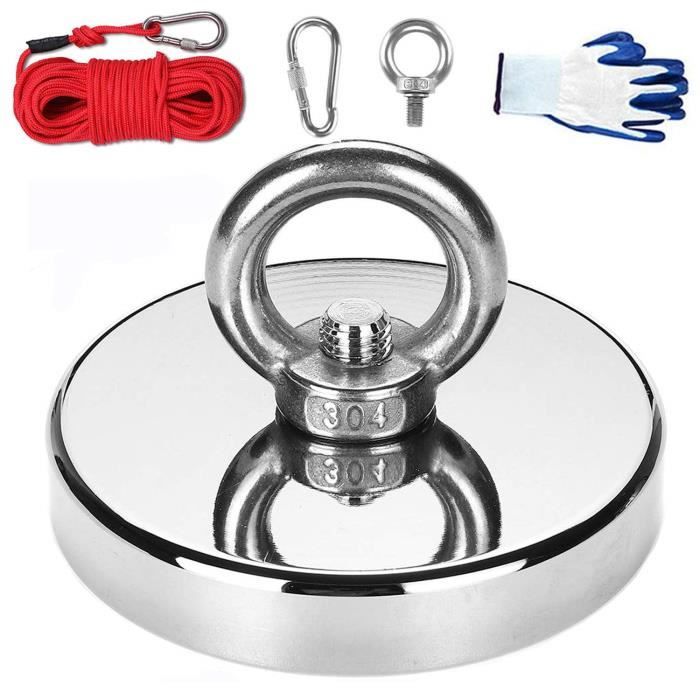 Aimant Néodyme Double Face/aimant De Pêche 200 Kg Avec Corde Et Gants