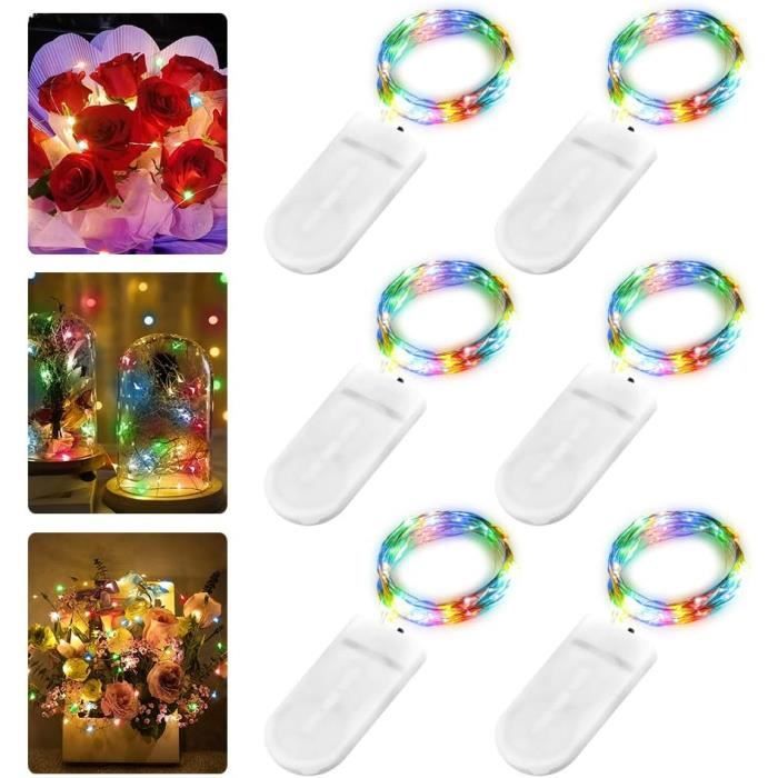 Lot de 6 Guirlandes Lneuses à Piles, Guirlandes Lneuse LED Coloré 2 m