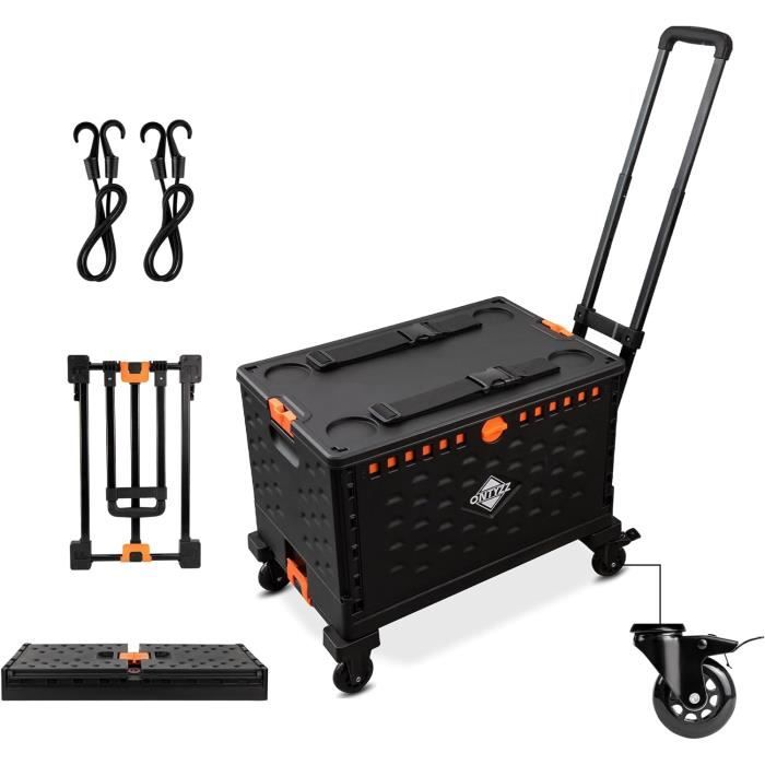 Chariot Courses Pliable 36L 30kg - [en.casa] Caddie Imperméable Roues Polyester Acier Gris Foncé/Noir