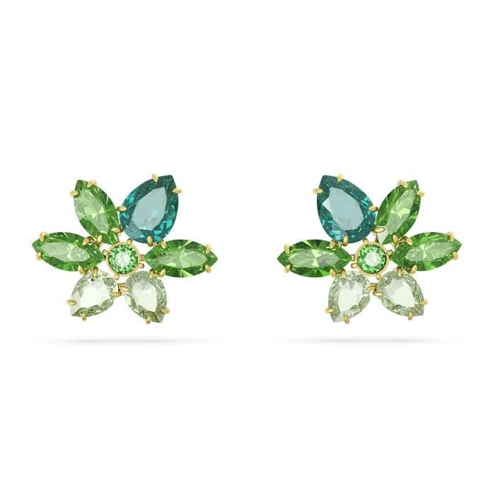 Boucles d'oreilles femme - Swarovski - Clous d'oreilles Swarovski Gema fleur verte - Couleur de la matière:Jaune