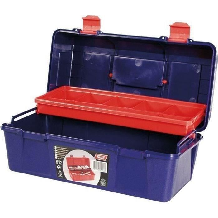Boîte à outils plastique - bleu et rouge - 36 cm