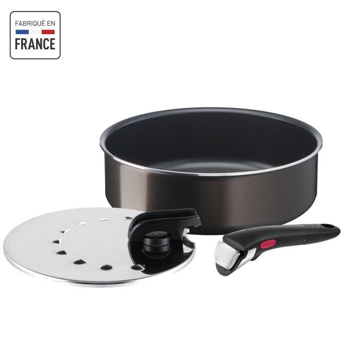 TEFAL INGENIO L1509002 Lot de 3 pièces, Sauteuse 24 cm + Couvercle + Poignée, Pas d’induction, Antia