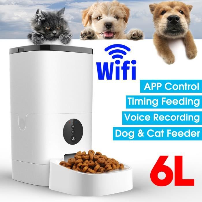 6l Wifi Automatique Distributeur Croquettes Nourriture Chien Chat Enregistrement Gamelle Animal De Compagnie App Controle Eu Prise Cdiscount