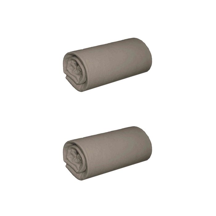 Lot de 2 draps housses jersey taupe bonnet 30 cm 100% coton biologique 70x200 - Taupe - Terre de Nuit