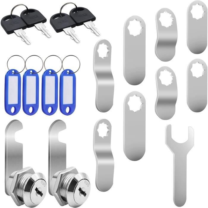 2 Pack Serrure Boite Aux Lettres 20Mm Avec 4 Clés Et 10 Plaques